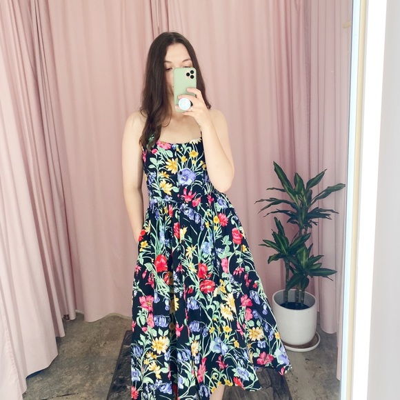 Vintage 80s 90s Floral Halter Midi Dress 6 - Picture 2 of 16